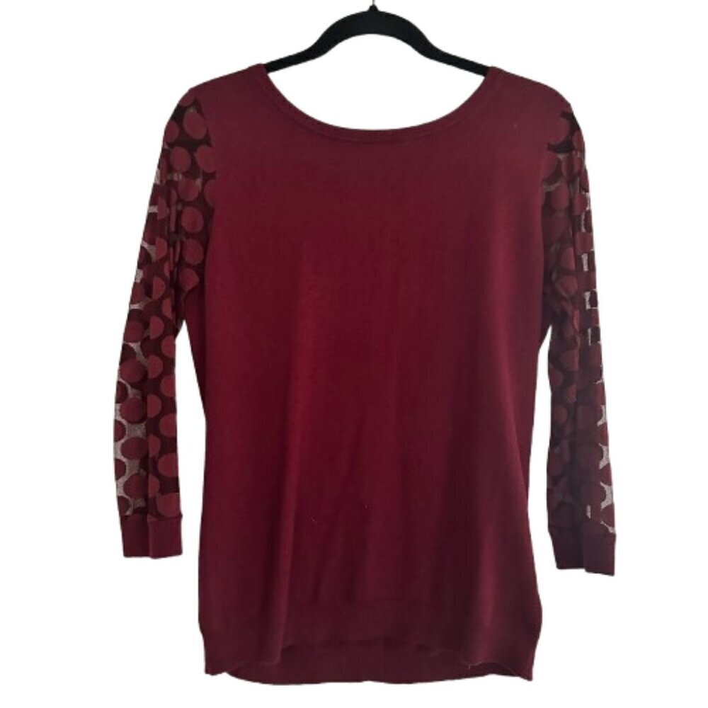 ANTHROPOLOGIE Sparrow Sheer Polka Dot Sleeve Sweater Top Size Medium